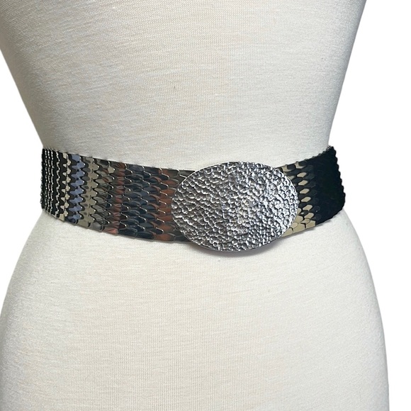 Accessories Vintage Silver Belt Metal Fish Scale Stretch Oval Textured Buckle Poshmark